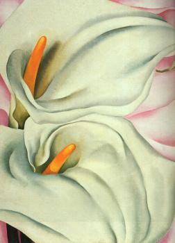 喬治亞 奧基夫 Two Calla Lillies on Pink